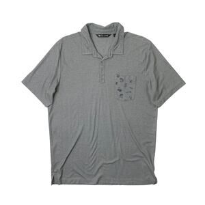 Travis Mathew Shirt Mens XL Extra Large Grey Palm Tree Golf Cart Pocket Polo